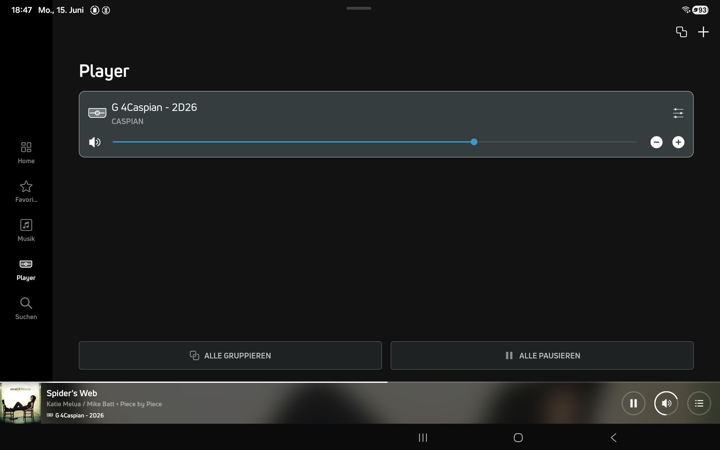 Caspian 4 G Streaming Player und Klangeinstellungen